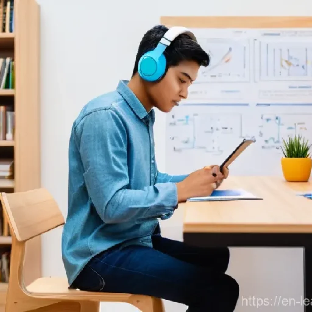 자기 주도 학습의 기본 원리 탐구 - **Prompt:** A young adult, gender-neutral, in their late 20s, sits in a bright, modern study space f...