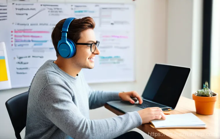 자기 주도 학습의 장점과 단점 - **Prompt:** A young adult, casually dressed in a comfortable sweater and jeans, is seated in a sunli...