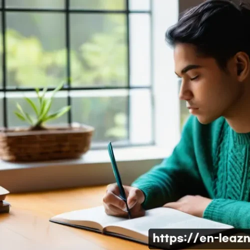 자기 주도 학습을 위한 성찰 일기 작성법 - **A Focused Learner's Sanctuary:**
    Detailed image of a young adult, gender-neutral, sitting comf...