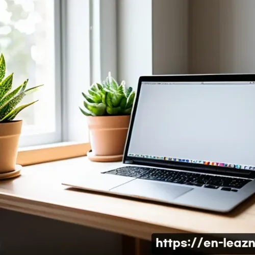 자기 주도 학습을 위한 전략적 계획 수립 - A cozy, modern home study nook with a clean, organized desk featuring a laptop, notebook, headphones...