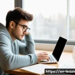 자기 주도 학습의 감정적 측면 - A focused young adult sitting at a cozy desk by a large window with natural daylight, surrounded by ...