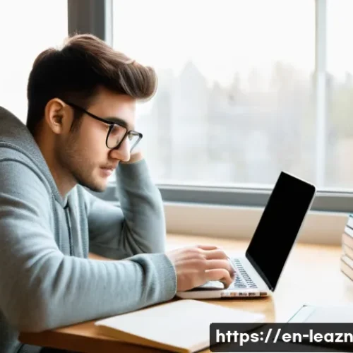 자기 주도 학습의 감정적 측면 - A focused young adult sitting at a cozy desk by a large window with natural daylight, surrounded by ...