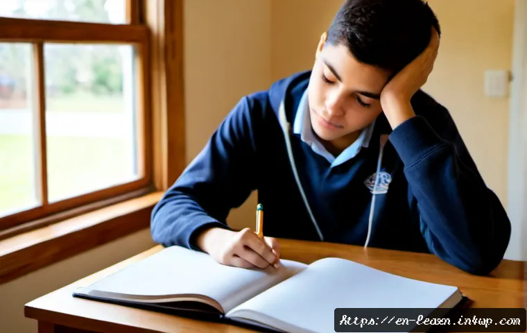 자기 주도 학습의 장기적 효과 분석 - Photorealistic home study scene showing a focused American high school student independently plannin...